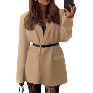 BTFBM Blazers for Women 2026 Spring Business Casual Clothes Open Front Oversized Winter Coats Work Office Suit Jackets(Khaki)