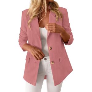 BTFBM Blazers for Women Business Casual 2025 Fall Clothes Lapel Open Front Winter Coats Work Office Suit Jackets Blazer(Dusty Pink)