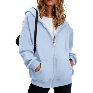 BTFBM Hoodies for Women Zip Up jacket Drawstring Fall Fashion 2025 Trendy Long Sleeve Sweatshirt Winter Clothing Outfits(Light Blue)