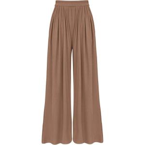 BTFBM Palazzo Pants for Women Spring Summer Clothes 2026 Pockets High Waist Casual Knit Flowy Wide Leg Trousers(Khaki)