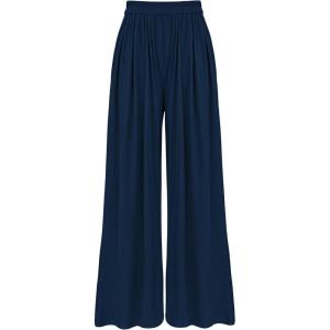 BTFBM Palazzo Pants for Women Spring Summer Clothes 2026 Pockets High Waist Casual Knit Flowy Wide Leg Trousers(Navy)