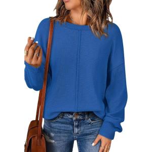 BTFBM Pullover Sweaters for Women Fall Crewneck Slouchy Long Sleeve Sweater Loose Casual Knit Tops Winter Clothes 2026(Royal Blue)