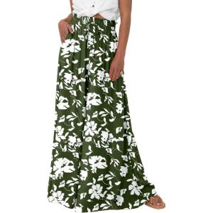 BTFBM Women Casual High Waist Wide Leg Pants 2026 Spring Summer Long Palazzo Pants Pocket Lounge Beach Vacation Clothes(Print Army Green White)