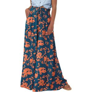 BTFBM Women Casual High Waist Wide Leg Pants 2026 Spring Summer Long Palazzo Pants Pocket Lounge Beach Vacation Clothes(Print Dark Blue Orange)