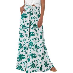 BTFBM Women Casual High Waist Wide Leg Pants 2026 Spring Summer Long Palazzo Pants Pocket Lounge Beach Vacation Clothes(Print Green)
