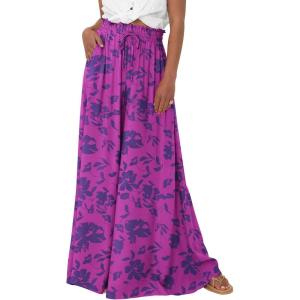 BTFBM Women Casual High Waist Wide Leg Pants 2026 Spring Summer Long Palazzo Pants Pocket Lounge Beach Vacation Clothes(Print Purple)