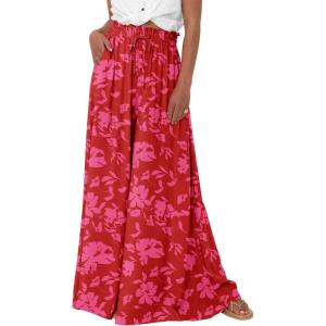 BTFBM Women Casual High Waist Wide Leg Pants 2026 Spring Summer Long Palazzo Pants Pocket Lounge Beach Vacation Clothes(Print Red)