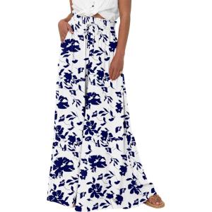 BTFBM Women Casual High Waist Wide Leg Pants 2026 Spring Summer Long Palazzo Pants Pocket Lounge Beach Vacation Clothes(Print White Blue)