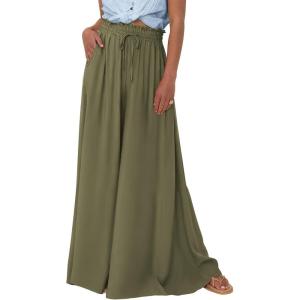 BTFBM Women Casual High Waist Wide Leg Pants 2026 Spring Summer Long Palazzo Pants Pocket Lounge Beach Vacation Clothes(Solid Army Green)