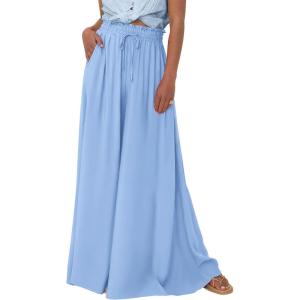 BTFBM Women Casual High Waist Wide Leg Pants 2026 Spring Summer Long Palazzo Pants Pocket Lounge Beach Vacation Clothes(Solid Blue)