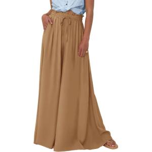 BTFBM Women Casual High Waist Wide Leg Pants 2026 Spring Summer Long Palazzo Pants Pocket Lounge Beach Vacation Clothes(Solid Khaki)