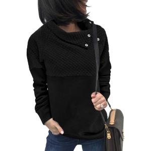 BTFBM Women Fashion Quilted Pattern Lightweight Zipper Long Sleeve Plain Casual Ladies Sweatshirts Pullovers Shirts Tops(Oblique Black)