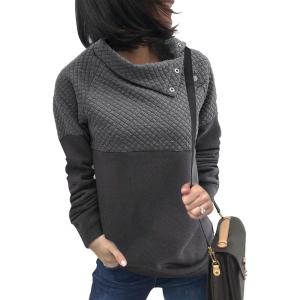 BTFBM Women Fashion Quilted Pattern Lightweight Zipper Long Sleeve Plain Casual Ladies Sweatshirts Pullovers Shirts Tops(Oblique Dark Grey)