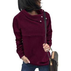 BTFBM Women Fashion Quilted Pattern Lightweight Zipper Long Sleeve Plain Casual Ladies Sweatshirts Pullovers Shirts Tops(Oblique Red)