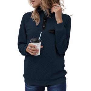 BTFBM Women Fashion Quilted Pattern Lightweight Zipper Long Sleeve Plain Casual Ladies Sweatshirts Pullovers Shirts Tops(Pure Navy)