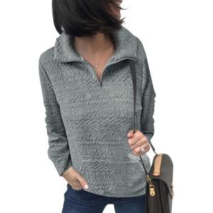 BTFBM Women Fashion Quilted Pattern Lightweight Zipper Long Sleeve Plain Casual Ladies Sweatshirts Pullovers Shirts Tops(White and Grey)
