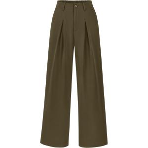BTFBM Women High Waist Palazzo Pants Spring 2026 Casual Wide Leg Trousers Loose Work Office Business Suit Pant Pockets(Army Green)