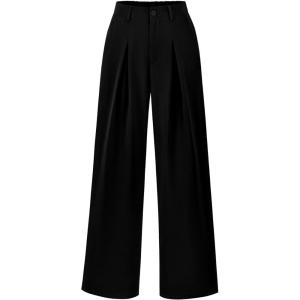 BTFBM Women High Waist Palazzo Pants Spring 2026 Casual Wide Leg Trousers Loose Work Office Business Suit Pant Pockets(Black)