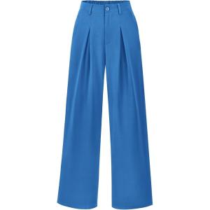 BTFBM Women High Waist Palazzo Pants Spring 2026 Casual Wide Leg Trousers Loose Work Office Business Suit Pant Pockets(Blue)