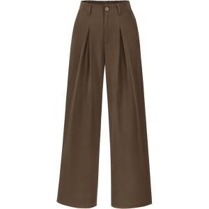 BTFBM Women High Waist Palazzo Pants Spring 2026 Casual Wide Leg Trousers Loose Work Office Business Suit Pant Pockets(Coffee)