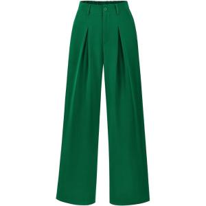BTFBM Women High Waist Palazzo Pants Spring 2026 Casual Wide Leg Trousers Loose Work Office Business Suit Pant Pockets(Green)