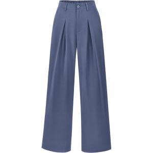BTFBM Women High Waist Palazzo Pants Spring 2026 Casual Wide Leg Trousers Loose Work Office Business Suit Pant Pockets(Grey Blue)