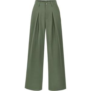 BTFBM Women High Waist Palazzo Pants Spring 2026 Casual Wide Leg Trousers Loose Work Office Business Suit Pant Pockets(Grey Green)