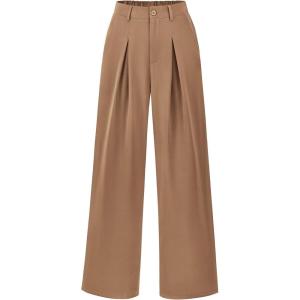 BTFBM Women High Waist Palazzo Pants Spring 2026 Casual Wide Leg Trousers Loose Work Office Business Suit Pant Pockets(Khaki)