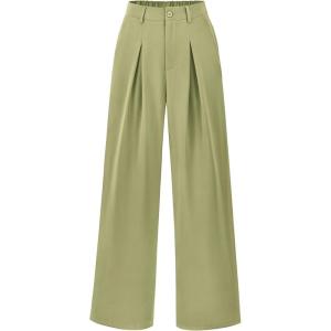 BTFBM Women High Waist Palazzo Pants Spring 2026 Casual Wide Leg Trousers Loose Work Office Business Suit Pant Pockets(Light Green)