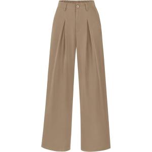 BTFBM Women High Waist Palazzo Pants Spring 2026 Casual Wide Leg Trousers Loose Work Office Business Suit Pant Pockets(Light Khaki)