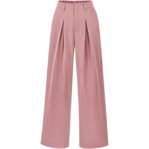 BTFBM Women High Waist Palazzo Pants Spring 2026 Casual Wide Leg Trousers Loose Work Office Business Suit Pant Pockets(Pink)