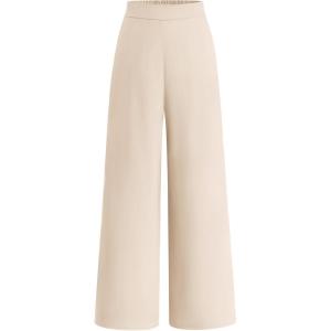 BTFBM Women High Waisted Wide Leg Pants Spring 2026 Business Casual Work Pants Loose Office Palazzo Trousers Pockets(Beige)