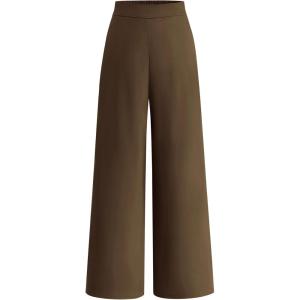 BTFBM Women High Waisted Wide Leg Pants Spring 2026 Business Casual Work Pants Loose Office Palazzo Trousers Pockets(Coffee)
