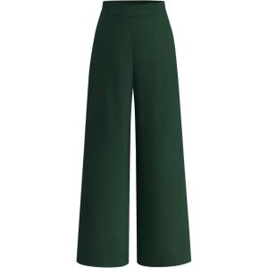 BTFBM Women High Waisted Wide Leg Pants Spring 2026 Business Casual Work Pants Loose Office Palazzo Trousers Pockets(Dark Green)