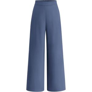 BTFBM Women High Waisted Wide Leg Pants Spring 2026 Business Casual Work Pants Loose Office Palazzo Trousers Pockets(Grey Blue)