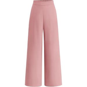 BTFBM Women High Waisted Wide Leg Pants Spring 2026 Business Casual Work Pants Loose Office Palazzo Trousers Pockets(Pink)