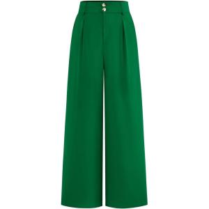 BTFBM Women Wide Leg Dress Pants 2026 High Waisted Button Pleated Business Casual Trousers Office Work Palazzo Pants(Green)