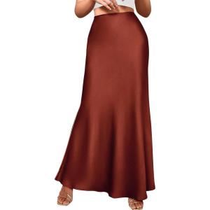 BTFBM Womens Spring Skirts 2026 Business Casual Clothes High Waisted Cocktail Party Wedding Guest Mermaid Maxi Skirt(Brown)