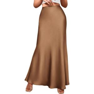 BTFBM Womens Spring Skirts 2026 Business Casual Clothes High Waisted Cocktail Party Wedding Guest Mermaid Maxi Skirt(Coffee)