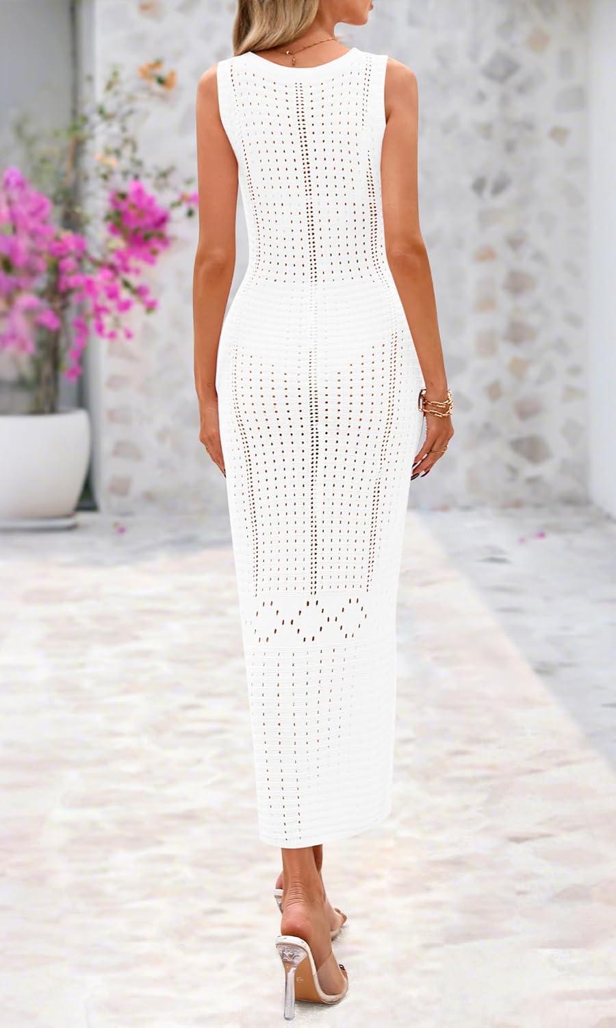 imageBTFBM Crochet Swimsuit Coverup for Women Summer Outfits Spring 2026 Swimwear Bathing Suit Cover Up Beach Vacation ClothesWhite