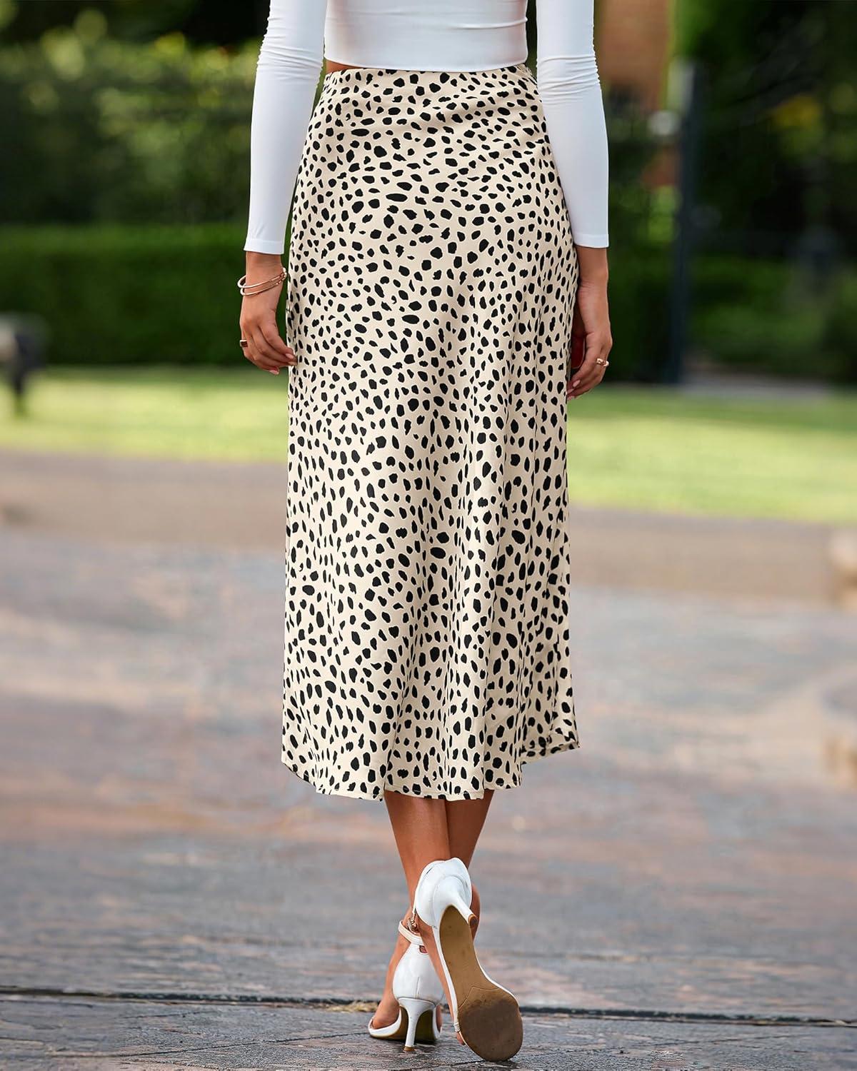 imageBTFBM Satin Skirts for Women Trendy Spring Summer 2026 High Waisted Leopard Print Cocktail Wedding Long Silk Midi SkirtApricot Black