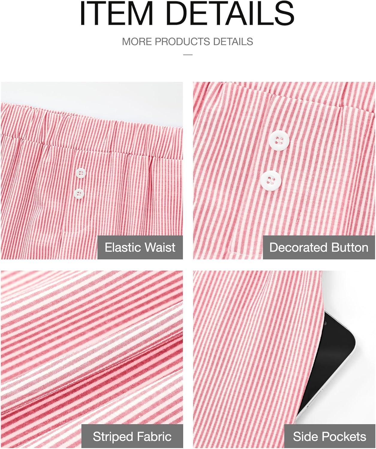 imageBTFBM Striped Boxer Shorts for Women 2026 Spring Summer Y2k Vacation Beach Bottoms Lounge Sleep Pajama PJ Pants ClothesPink White