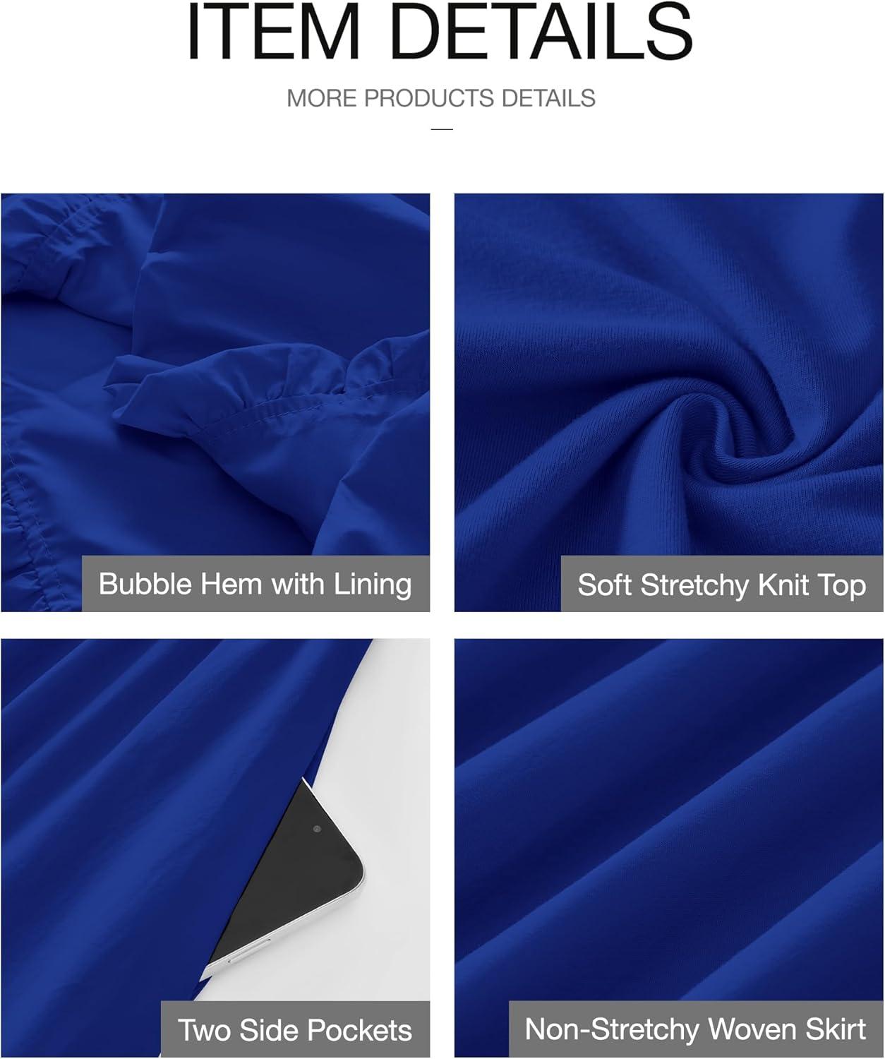 imageBTFBM Womens 2026 Summer Casual Sleeveless Midi Dress Patchwork Knit Tank Bubble Long Flowy Beach Maxi Sundress PocketsBlue