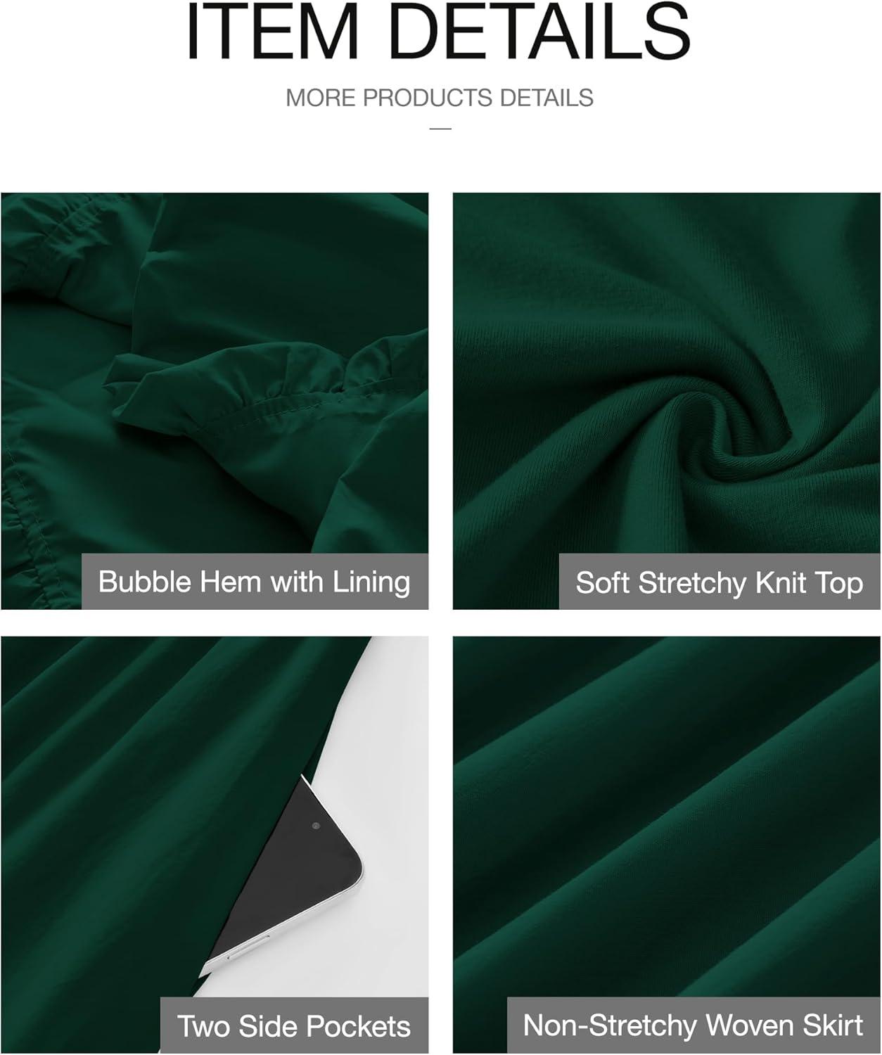 imageBTFBM Womens 2026 Summer Casual Sleeveless Midi Dress Patchwork Knit Tank Bubble Long Flowy Beach Maxi Sundress PocketsDark Green