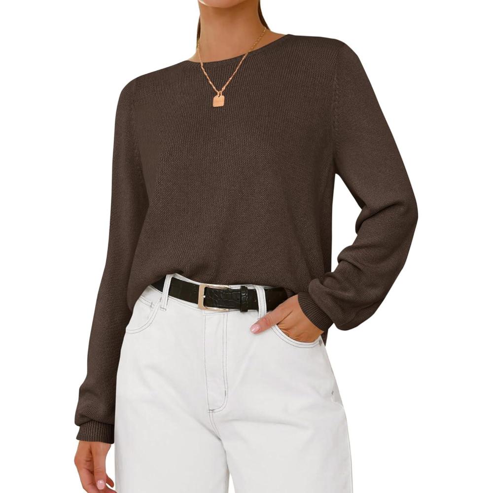 imageBTFBM Oversized Sweaters for Women 2025 Fall Casual Fashion Long Sleeve Tops Ribbed Knit Basic Pullover Winter ClothingBrown