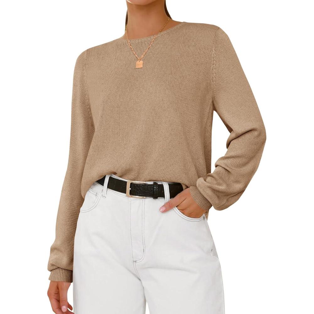 imageBTFBM Oversized Sweaters for Women 2025 Fall Casual Fashion Long Sleeve Tops Ribbed Knit Basic Pullover Winter ClothingKhaki