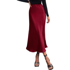 BTFBM 2026 Womens Spring Summer Long Satin Skirt Silk Elegant High Waist Cocktail Party Wedding Flowy A-Line Midi Skirts