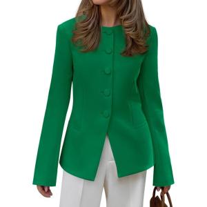 BTFBM Blazers for Women Business Casual Open Front Long Sleeve Button Work Office Suit Jackets Dressy Blazer Pockets(Green)