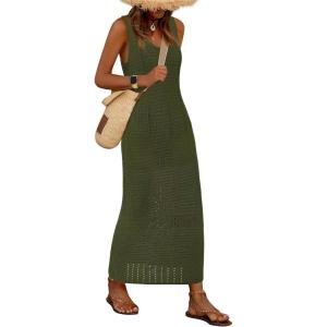 BTFBM Crochet Swimsuit Coverup for Women Summer Outfits Spring 2026 Swimwear Bathing Suit Cover Up Beach Vacation Clothes(Army Green)