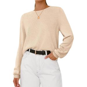 BTFBM Oversized Sweaters for Women 2025 Fall Casual Fashion Long Sleeve Tops Ribbed Knit Basic Pullover Winter Clothing(Apricot)